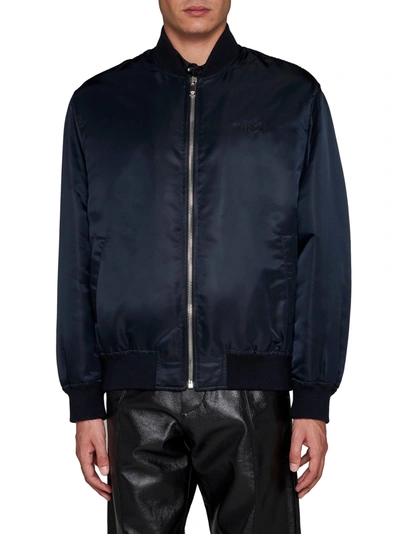Shop Versace Black And Multicolour Printed Bomber Down Jacket In Red