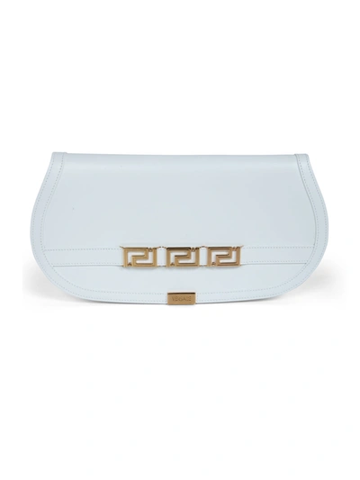 Shop Versace Cow Leather Clutch Bags In White