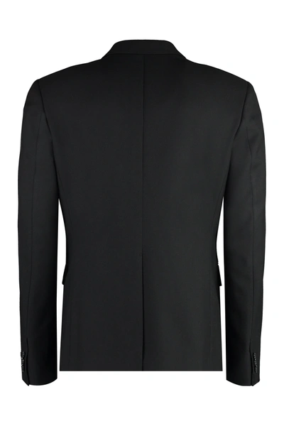 Shop Versace Double-breasted Wool Blazer In Black