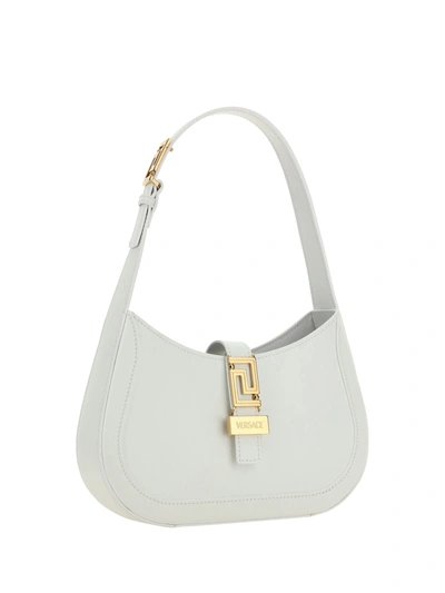 Shop Versace White Leather Bag In Optical White- Gol