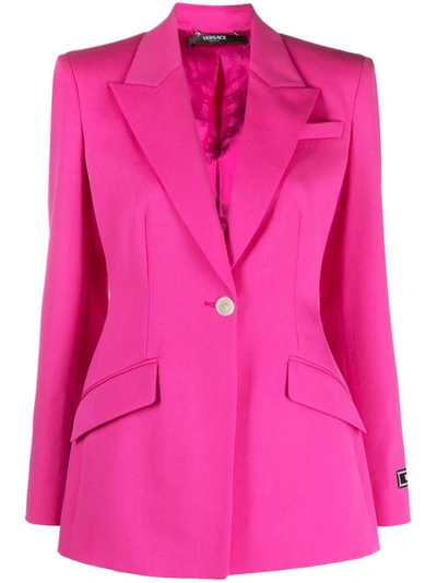 Shop Versace Informal Jacket Responsible Wool Tailoring Fabric Clothing In Pink & Purple