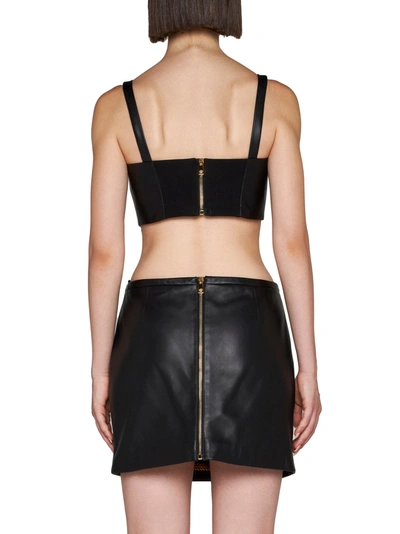 Shop Versace Leather Bra In Black