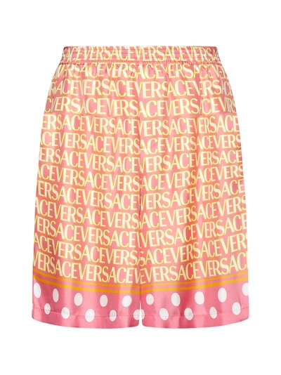 Shop Versace Shorts In Pink Ivory