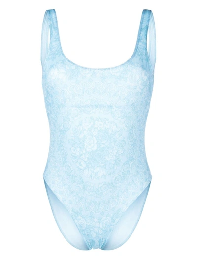 Shop Versace Swim One-piece Lycra Waist St. Baroque 92 Placed Clothing In Blue