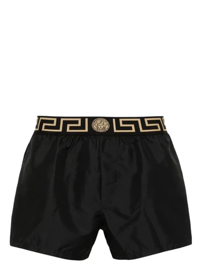 Shop Versace Swim Short Boxer Shorts Poly Fabric Gulf Pd Taiana Clothing In Black
