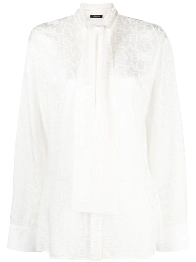 Shop Versace All-over Logo Shirt In White