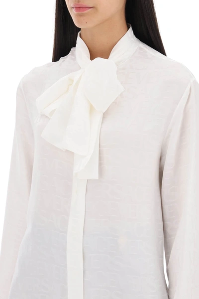 Shop Versace All-over Logo Shirt In White
