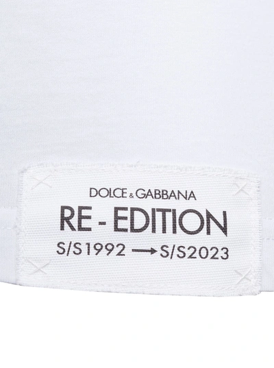Shop Dolce & Gabbana White Crewneck T-shirt With 'sicilians Are Sensational' Print In Cotton Man