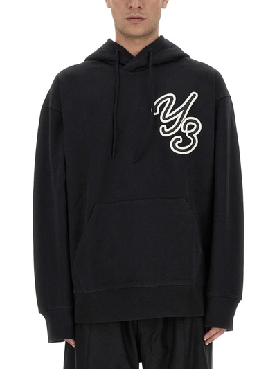 Shop Y-3 Adidas Cotton Hoodie In Black