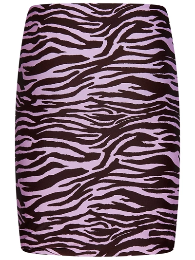 Shop Attico Zebra Print Pencil Midi Skirt In Pink Technical Fabric Woman In Multicolor