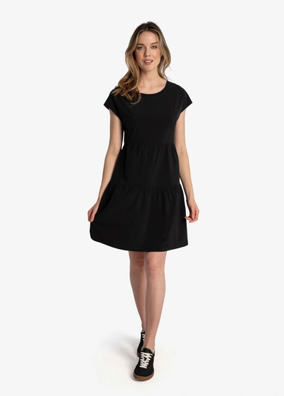 Shop Lole Olivie Short Sleeve Dress In Black