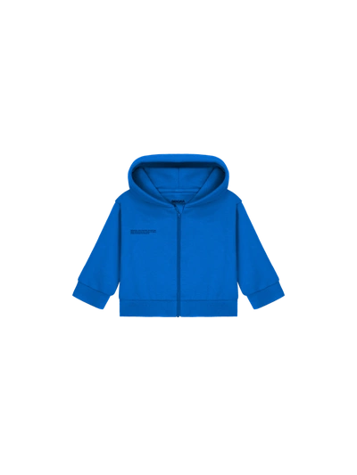 Shop Pangaia Baby 365 Midweight Zip Up Hoodie — Cobalt Blue 18-24m
