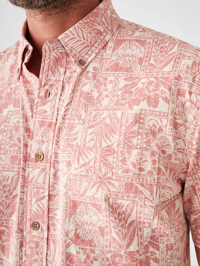 Shop Faherty Short-sleeve Stretch Playa Shirt In Coral Tile Print
