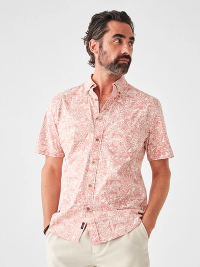 Shop Faherty Short-sleeve Stretch Playa Shirt In Coral Tile Print