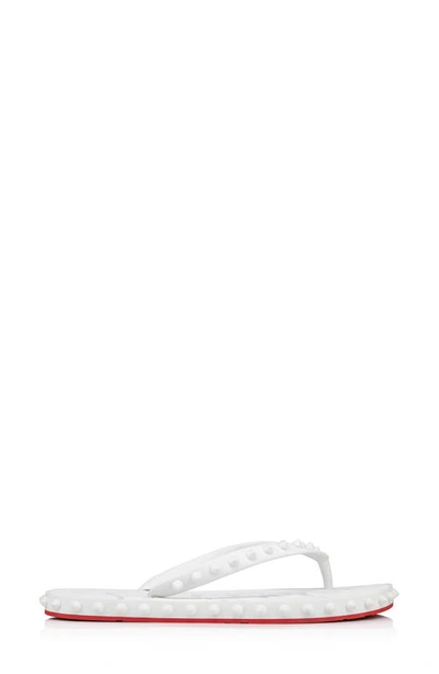 Christian Louboutin Loubi Donna Spike Red Sole Flip Flops In White