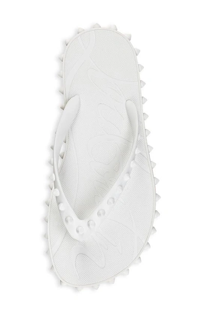 Christian Louboutin Loubi Donna Spike Red Sole Flip Flops In White