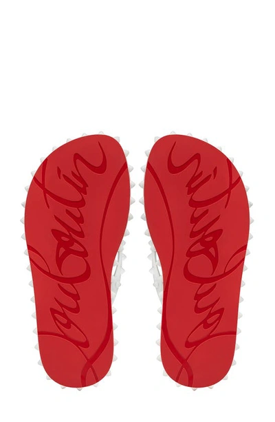 Christian Louboutin Loubi Donna Spike Red Sole Flip Flops In White