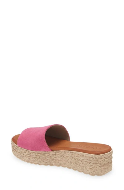 Cordani Bizzy Espadrille Platform Wedge Slide Sandal In Fuchsia Suede