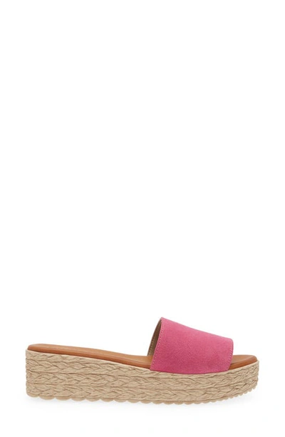Cordani Bizzy Espadrille Platform Wedge Slide Sandal In Fuchsia Suede