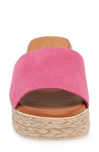 Cordani Bizzy Espadrille Platform Wedge Slide Sandal In Fuchsia Suede