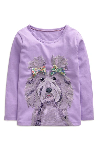 Shop Mini Boden Kids' Superstitch Sheepdog Graphic Cotton T-shirt In Purple Dog