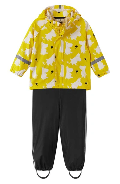 Shop Reima Kids' Waterproof Rain Jacket & Pants Set In Yellow