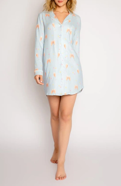 Shop Pj Salvage Had Me At Rosé Sleep Shirt In Powder Blue