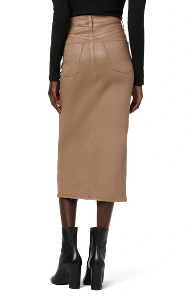 Shop Hudson Reconstructed Denim Maxi Skirt In Coated Hot Latte