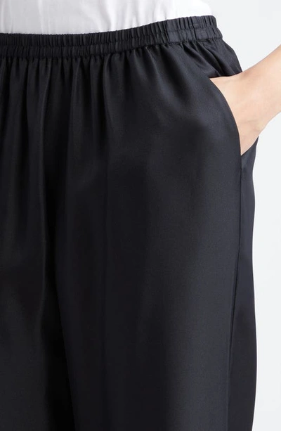 Shop Loulou Studio Alera Silk Straight Leg Pants In Black