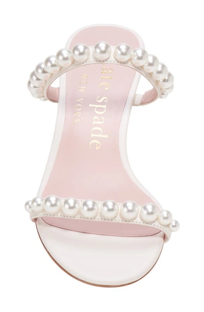 Shop Kate Spade Palm Springs Pearls Kitten Heel Sandal In Cream