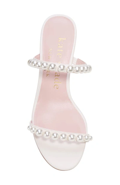 Shop Kate Spade Palm Springs Pearls Kitten Heel Sandal In Cream