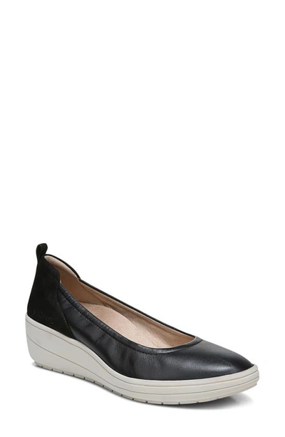 Shop Vionic Jacey Wedge In Black White Leather