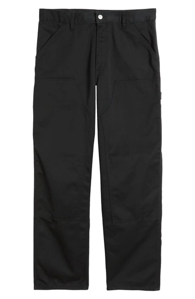 Shop Carhartt Double Knee Carpenter Pants In Black Rinsed