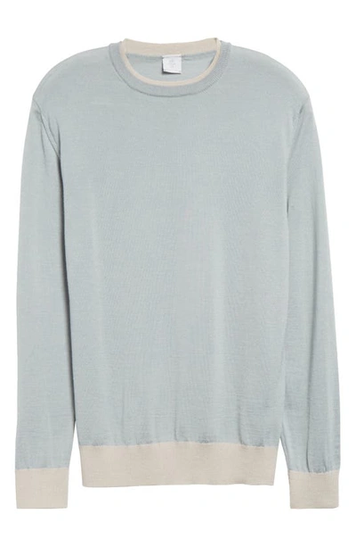 Shop Eleventy Merino Wool & Silk Crewneck Sweater In Gray And Sand