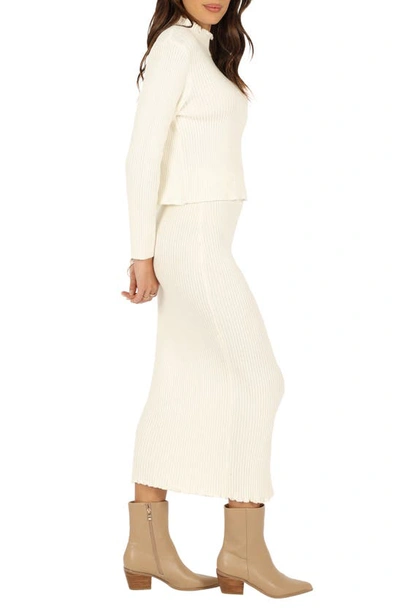 Petal And Pup Petal & Pup Payton Mock Neck Top & Maxi Skirt Rib Set In White