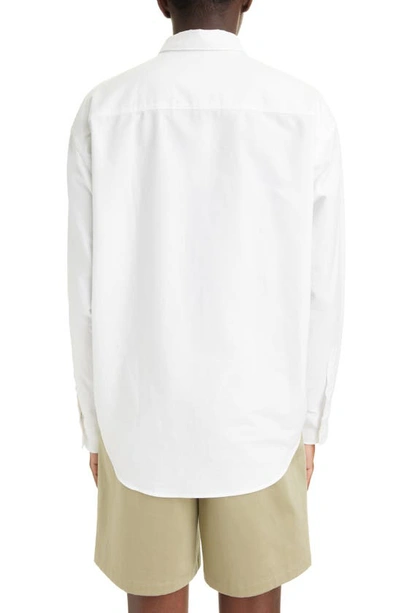 Shop Ami Alexandre Mattiussi Ami De Coeur Boxy Fit Cotton Oxford Button-down Shirt In Natural White/ 168