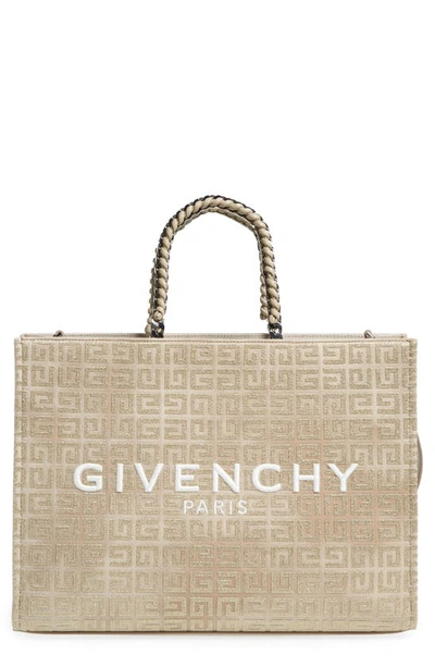 Shop Givenchy Medium G-tote Canvas Tote In Dusty Gold