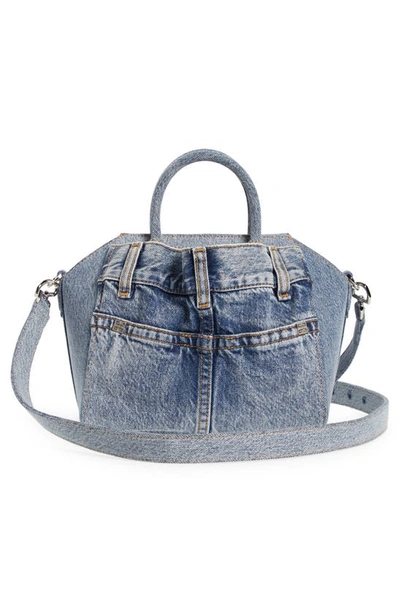 Shop Givenchy Mini Antigona Lock Jeans Handbag In Medium Blue