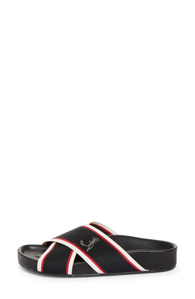 Shop Christian Louboutin Hot Cross Bizz Slide Sandal In Version Black