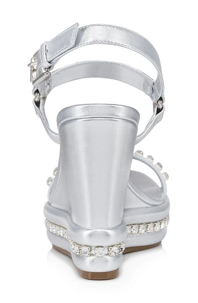 Shop Christian Louboutin Pyrastrass Crystal Embellished Wedge Sandal In Silver