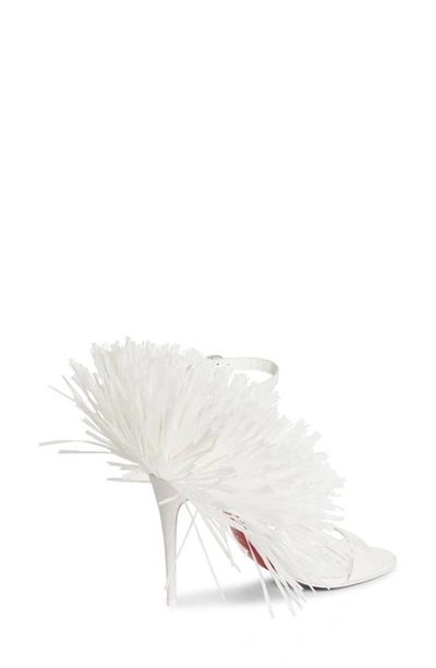 Shop Christian Louboutin Loubigirl Raffia Fringe Sandal In White