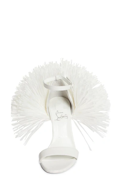 Shop Christian Louboutin Loubigirl Raffia Fringe Sandal In White