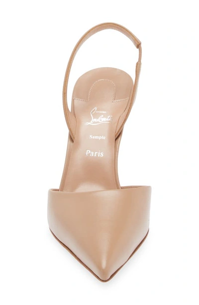 Shop Christian Louboutin Apostropha Pointed Toe Slingback Pump In Beige