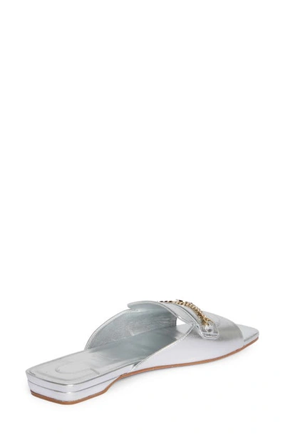 Shop Christian Louboutin Miss Mj Metallic Slide Sandal In Silver