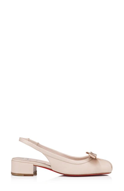 Christian Louboutin Mamaflirt 30mm Leather Slingback Ballet Flats In Leche