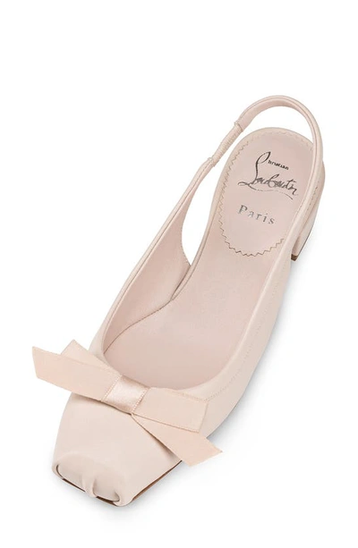 Christian Louboutin Mamaflirt 30mm Leather Slingback Ballet Flats In Leche
