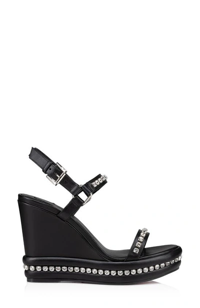 Shop Christian Louboutin Pyrastrass Crystal Embellished Wedge Sandal In Black