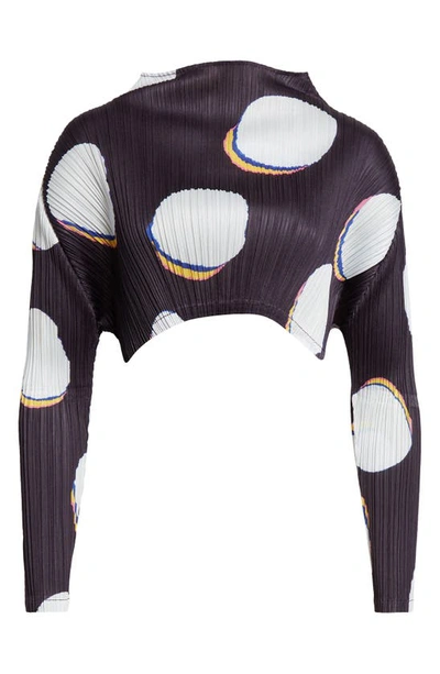 Shop Issey Miyake Pleats Please  Bean Dots Pleated Crop Top In White