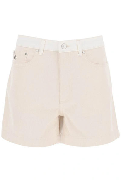 Shop Stella Mccartney Banana Denim Shorts In Multicolor