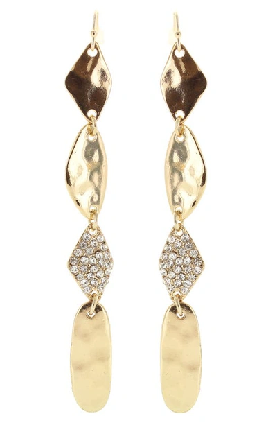 Shop Olivia Welles Mara Pavé Crystal Hammered Drop Earrings In Gold Metallic